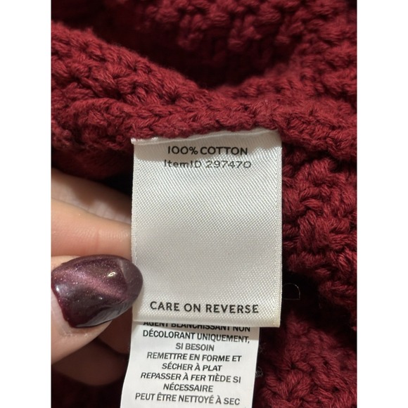 LL Bean Signature Fisherman Cable Knit Sweater Womens L Red 100% Cotton Tunic - Picture 7 of 8